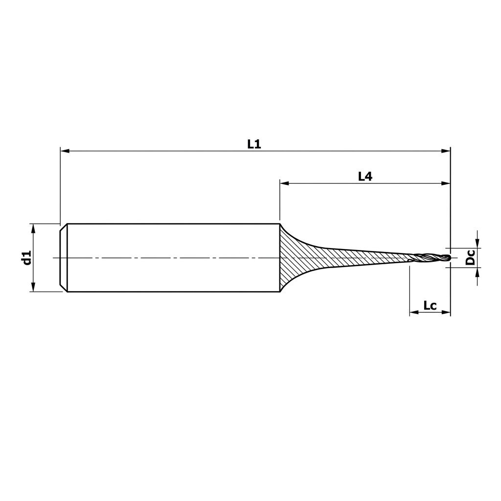PLD 6x60 mm HSSCo5 Tek Ağızlı Alüminyum Freze